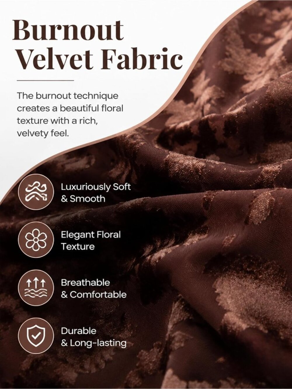 〽️Women’s Coffee Velvet Floral Sheath Dress Flare Sleeve Cocktail Wedding Guest - Picture 5 of 6